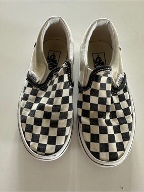 Vans Slip-On Checkerboard Skate Shoe Toddler - Black / White